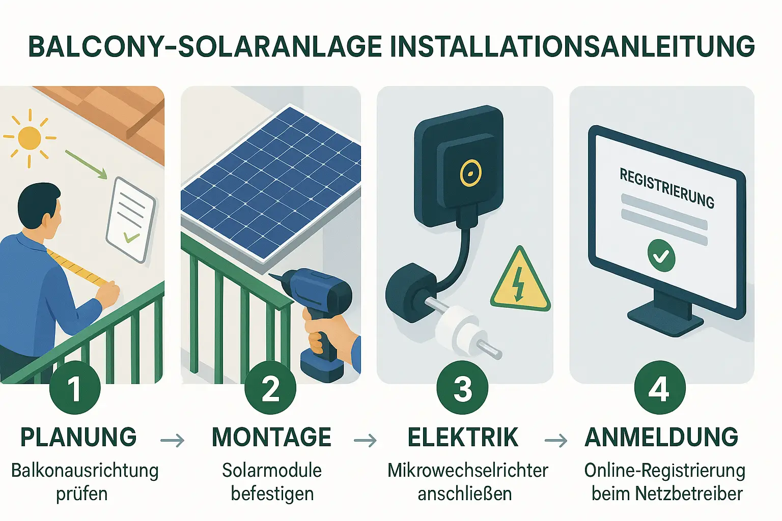 Balkonkraftwerk Installation Schritte